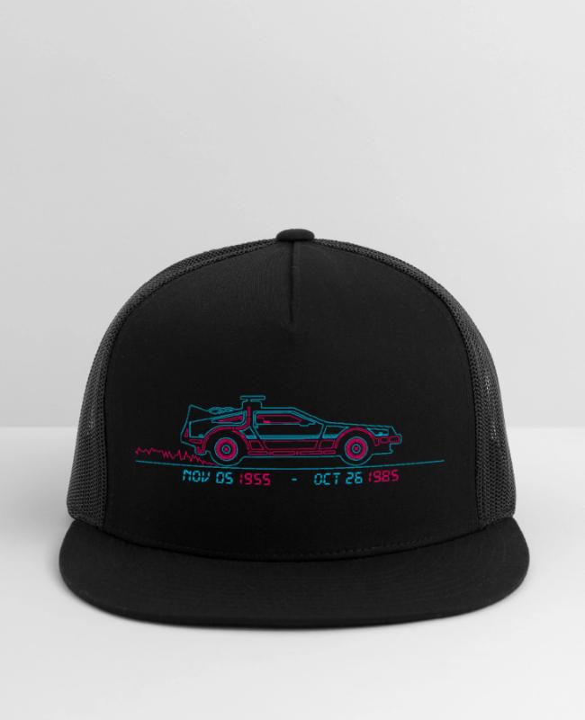 Back To The Future Delorean With Time Travel Dates on Cap
