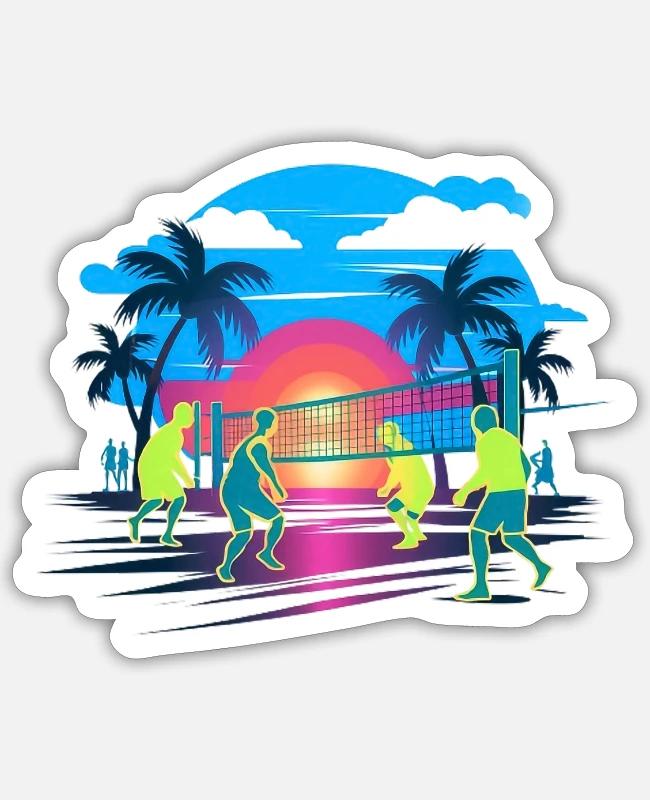Beach Volleyball Sporty Summer Aesthetics Vibrant on Sticker