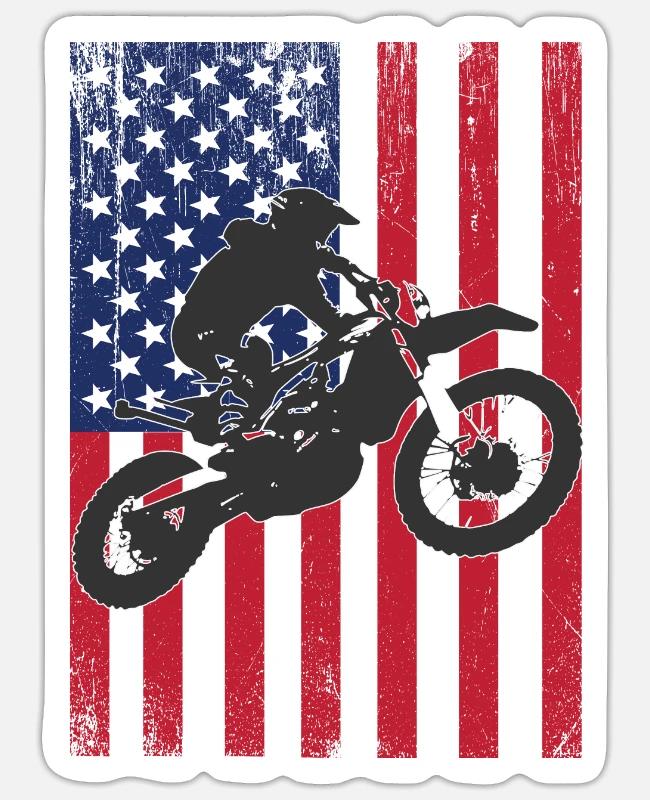 Dirt Biking USA Flag on Sticker