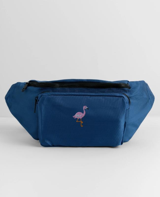 Flamingo embroidered on Large Crossbody Hip Bag