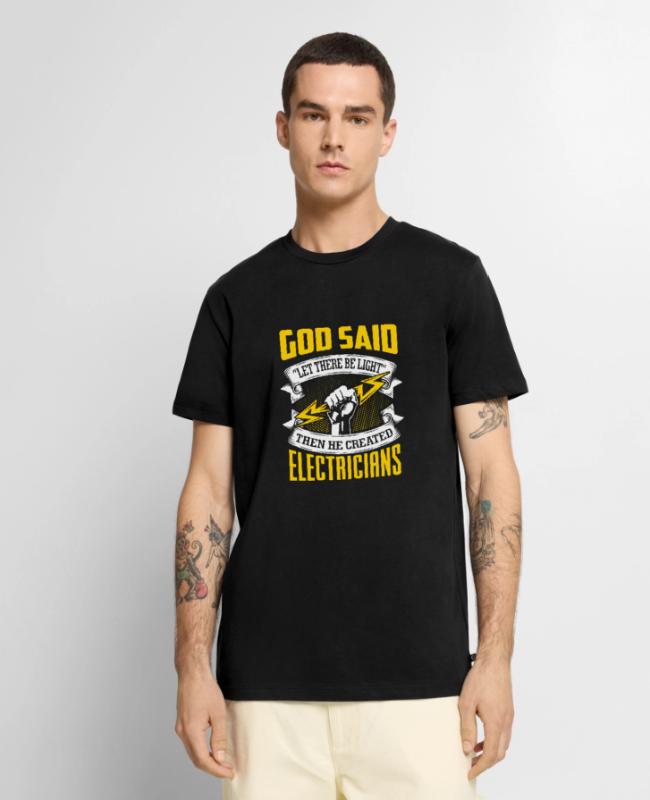 God said let there be light – Electrician T shirt on Men’s Premium T-Shirt