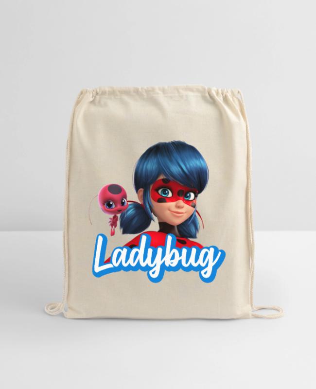 Miraculous Ladybug With Tikki on Cotton Drawstring Bag