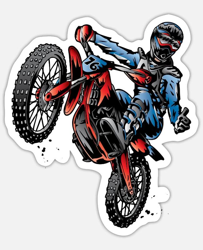 Motocross Dirt Bike Stunt Rider on Sticker