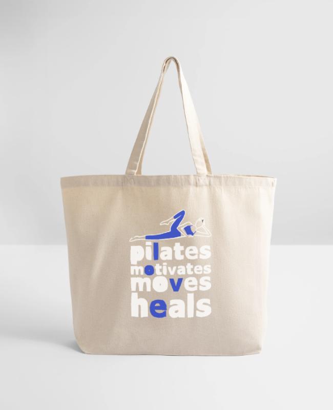 Pilates Motivates Moves Heals 2 on Eco-Friendly Tote Bag