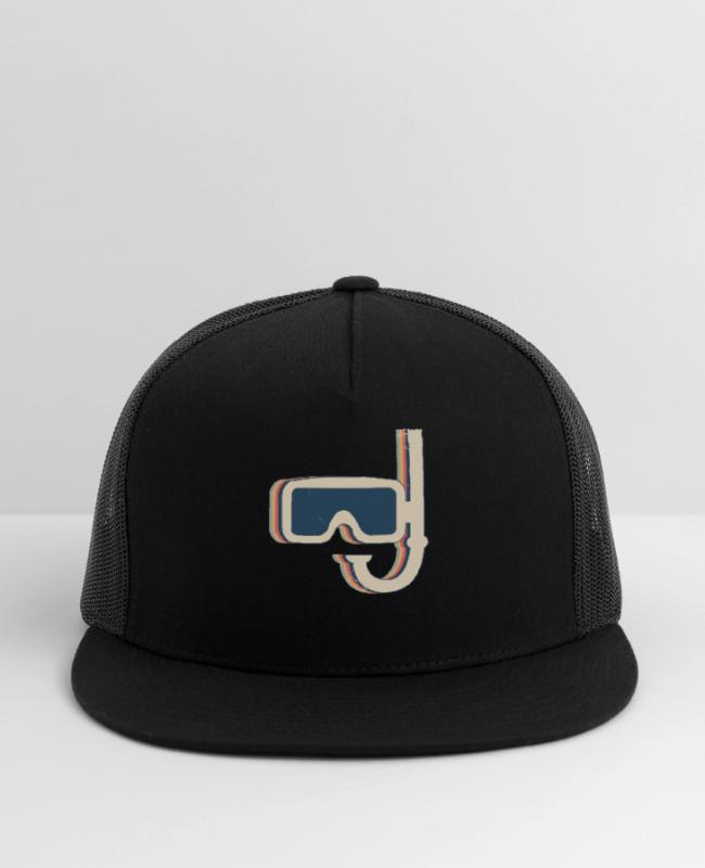 Snorkeling Snorkel Snorkeler Retro Line Art on Cap