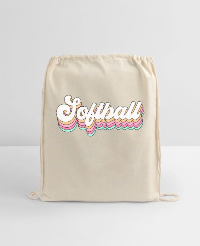 Softball Pastel Letter For N Aesthetic on Cotton Drawstring Bag