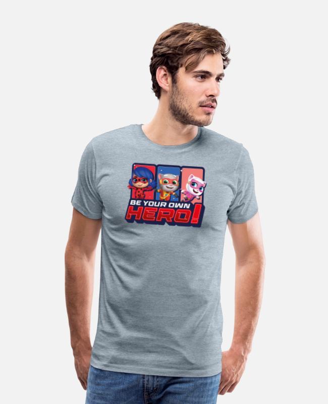 Talking Tom & Friends X Miraculous With Hero Quote on Men’s Premium T-Shirt