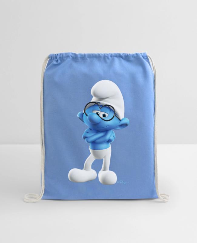 The Smurfs Gift Brainy Smurf on Cotton Drawstring Bag